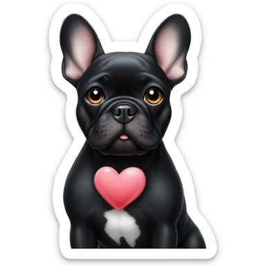 Black French bulldog with heart  sticker