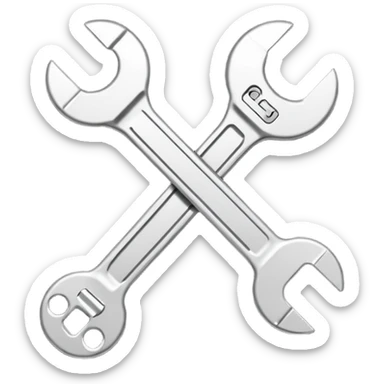 emoji symbolizing code refactor, with a wrench and code brackets, minimal style sticker