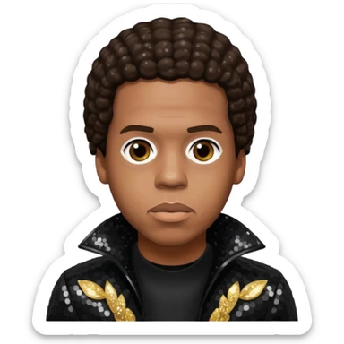 Jay-Z with dark brown hair, black sequin outfit sticker