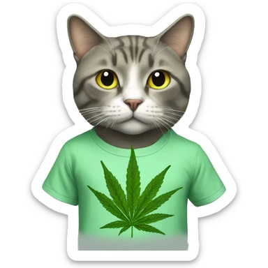cat wearing weed shirt  sticker