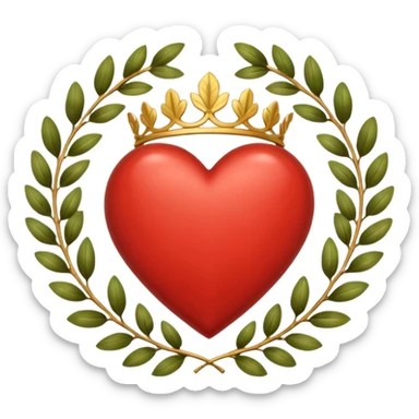 heart with a laurel wreath motif sticker