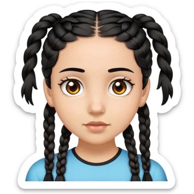 girl with brown eyes black hair and two braids  sticker
