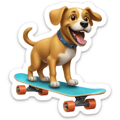 Happy dog riding skateboard sticker