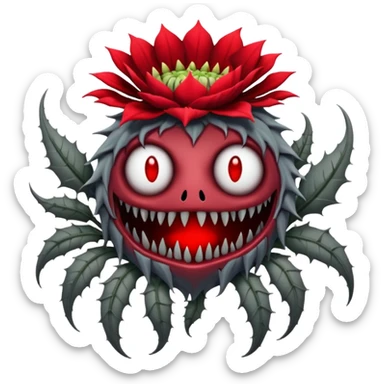 Grey creepy flower with red and blood on inside but as a monster with no face sticker