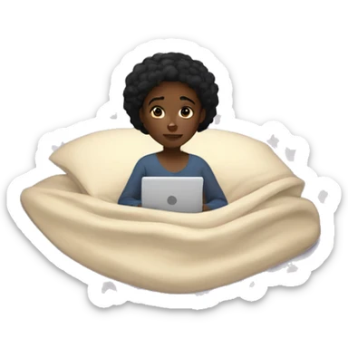 Black girl under her covers watching Netflix at night sticker