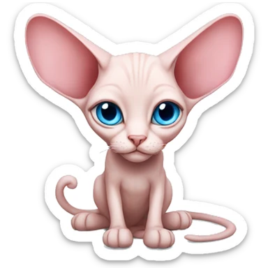 Pink-sphinx-cat-blue-eyes-big ears-sleep  sticker
