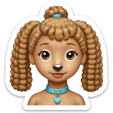 Mini poodle with Asia ponytail hair girl say goodbye sticker