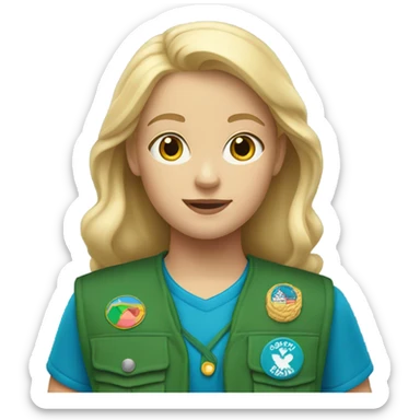 blonde Girl Scout with a blue vest sticker