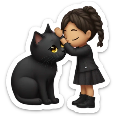 Rock girl kisses black cat sticker