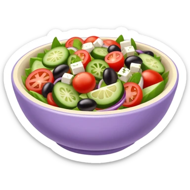 super realistic greek salad in lavender bowl sticker