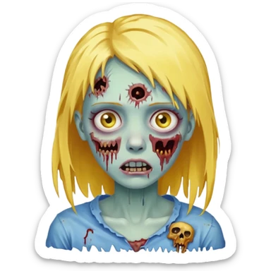 zombie girl yellow hair and blue eyes sticker