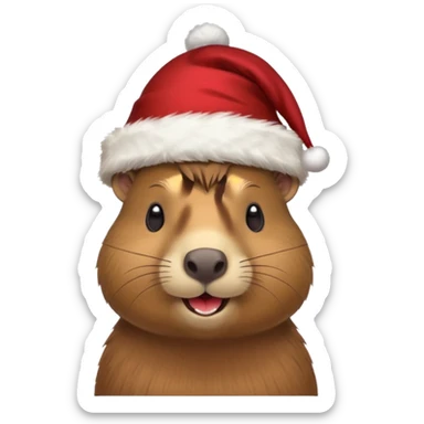 Capibara con gorro de navidad sticker