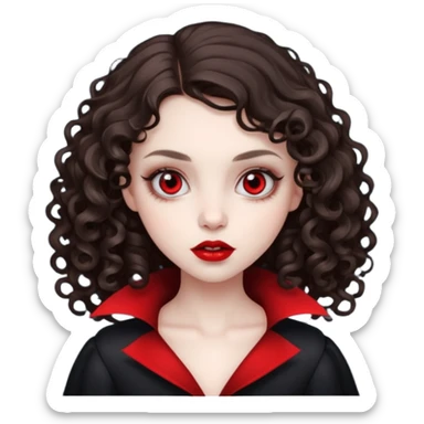 vampire brunette girl with curly, almost straight hair big sticker