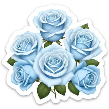 seven roses of white and pale blue roses  sticker