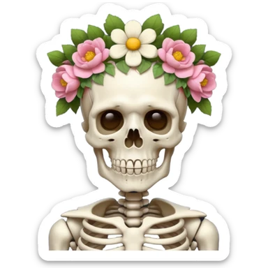 skeleton man with flower crown sticker