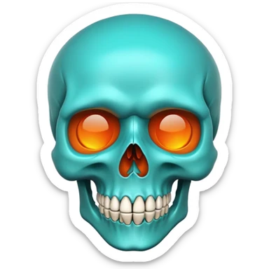 teal and orange skull sticker