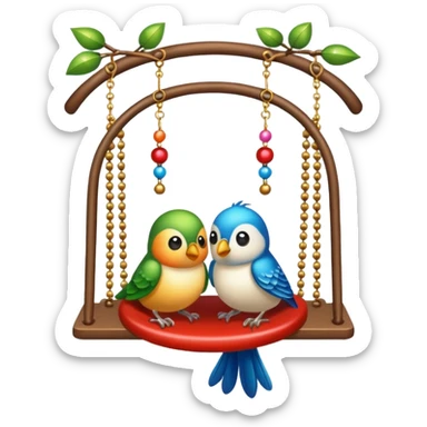 Swing with beads and bells for bird, birds wont sit right sticker