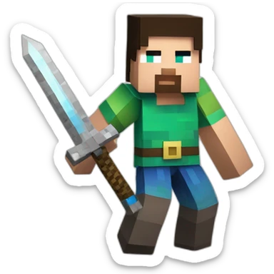 minecraft steve carrying a sword sticker