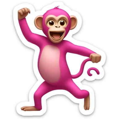 Pink monkey dancing like the roller rabbit one sticker