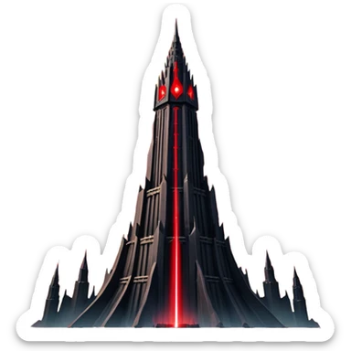 Barad Dúr from Lord of the Rings, Dark, giant Tower, with red laser beams shooting into the sky sticker