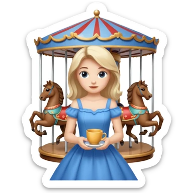 girl spinning inside of a cup carousel sticker