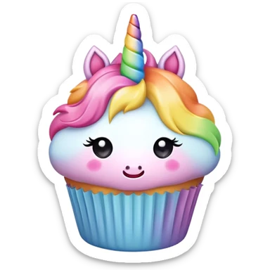 kawaii pastel rainbow unicorn cupcake sticker