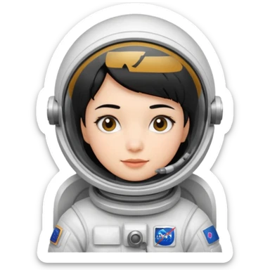 Young, female, astronaut suit, short black hair, white skin
 sticker