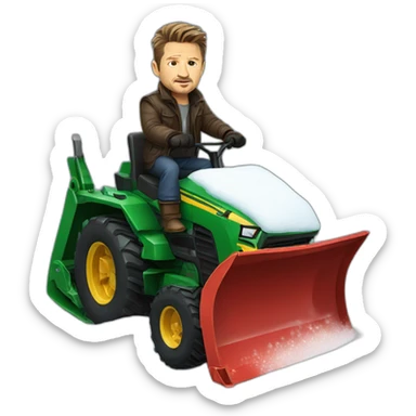 Jeremy Renner riding a snowplough sticker