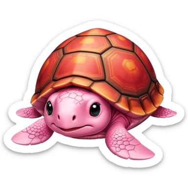 light pink turtle with a much bigger head in chibi style, red shell, cute, adorable, looks like a stuffed animal with no details in skin sticker