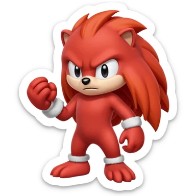 Sonic the hedgehogs friend knuckles a red animal with peach arms and white gloves sticker
