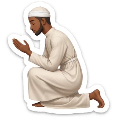 молящийся черный  мусульманин в полный рост с боку на коленях sticker