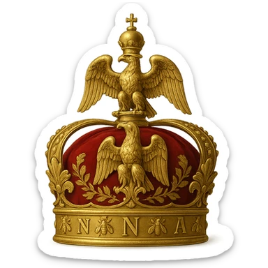Napoleon symbol of France, imperial crown, gold, detailed, majestic, on a neutral background sticker