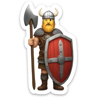 full-length Norwegian Viking with shield sticker