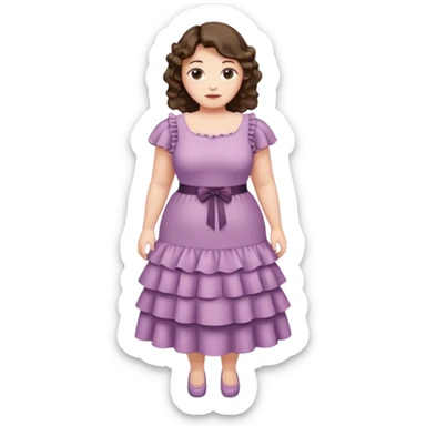 Can you make and she’s wearing a dress like a ruffles and her hand is on her waist and she’s fat sticker