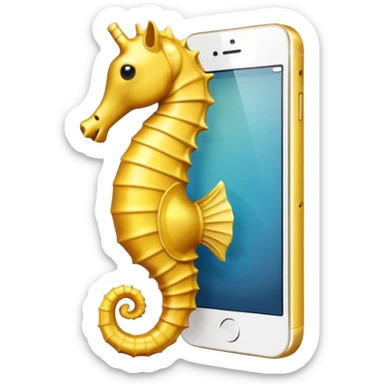 Yellow seahorse in the iPhone sticker