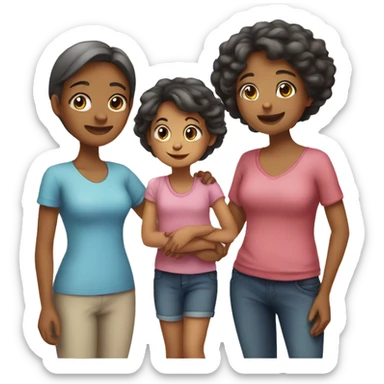 Family of mother and a girl 20 years and girl 17 years and boy 11 years and girl 5 months old sticker