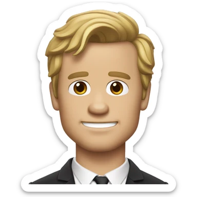 Barney Stinson, with white skin, a short face, and dark blond hair that sticks out at the front. sticker