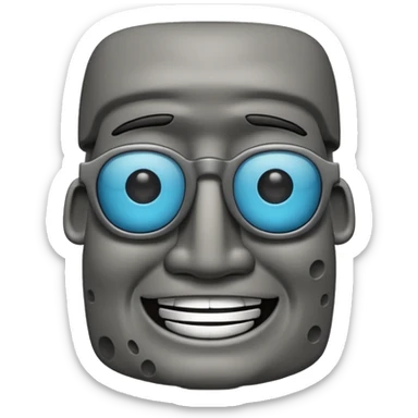 Un moai tranquilo con unos lentes y una sonrisa  sticker