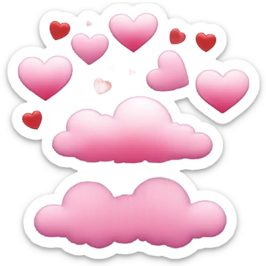 Pink cloud raining down red and pink hearts  sticker