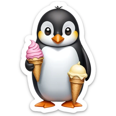 Pinguin with ice Creme sticker