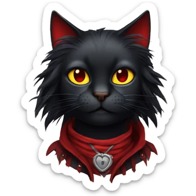 Edgy Black Cat with Long Emo Hair with Red Streaks sticker