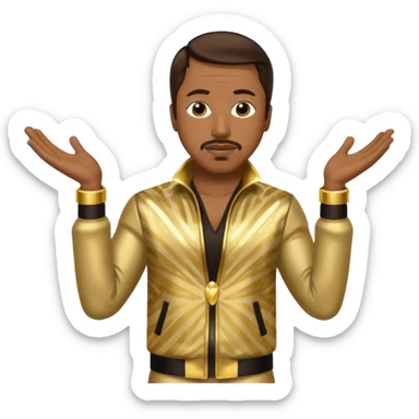 MC Hammer with dark brown hair, gold outfit sticker