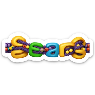 Friendship bracelet with letter beads that spell out “eras tour” sticker