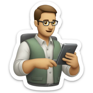 Hombre trabajando celular sticker