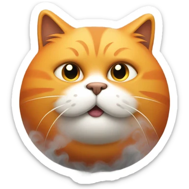 Orange fat cat with heavy smoke around him  sticker
