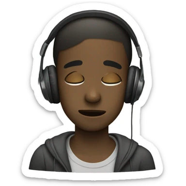 boy crying with headphones on sticker