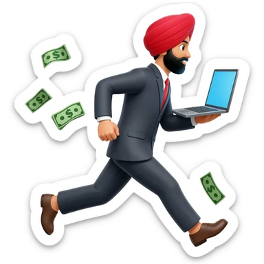 Singh RUn away with laptop and Money sticker