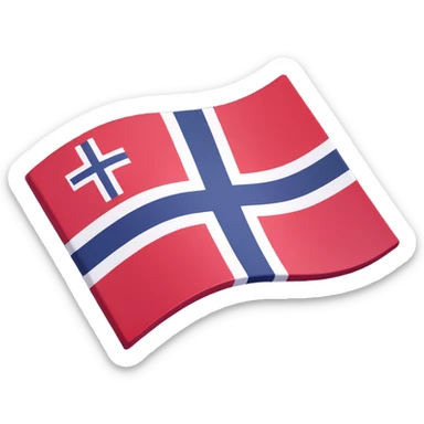 Norwegian flag of Norway 3D icon style, with subtle drop shadow, modern and dimensional, no text sticker