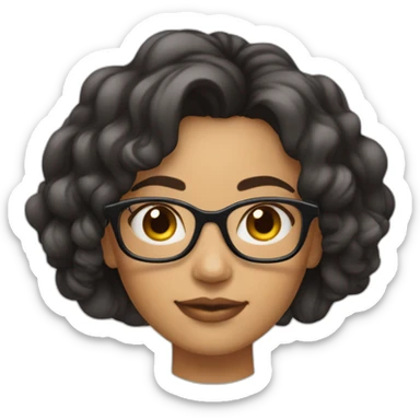 Mulher morena, cabelo medio ondulado, de óculos  sticker