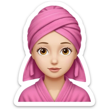 Woman with pink towel on head sticker